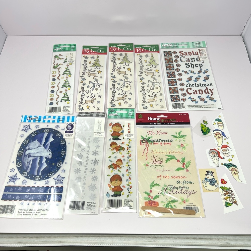 Lot Of Christmas Rub On Transfers Tulip Royal Langnickle Polar Bear Santa Elf